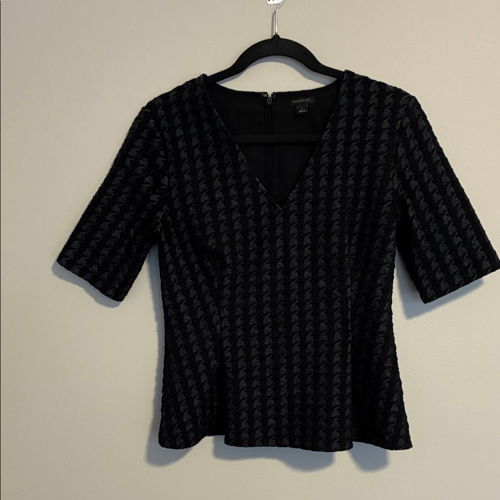 Ann Taylor Black Textured Blouse